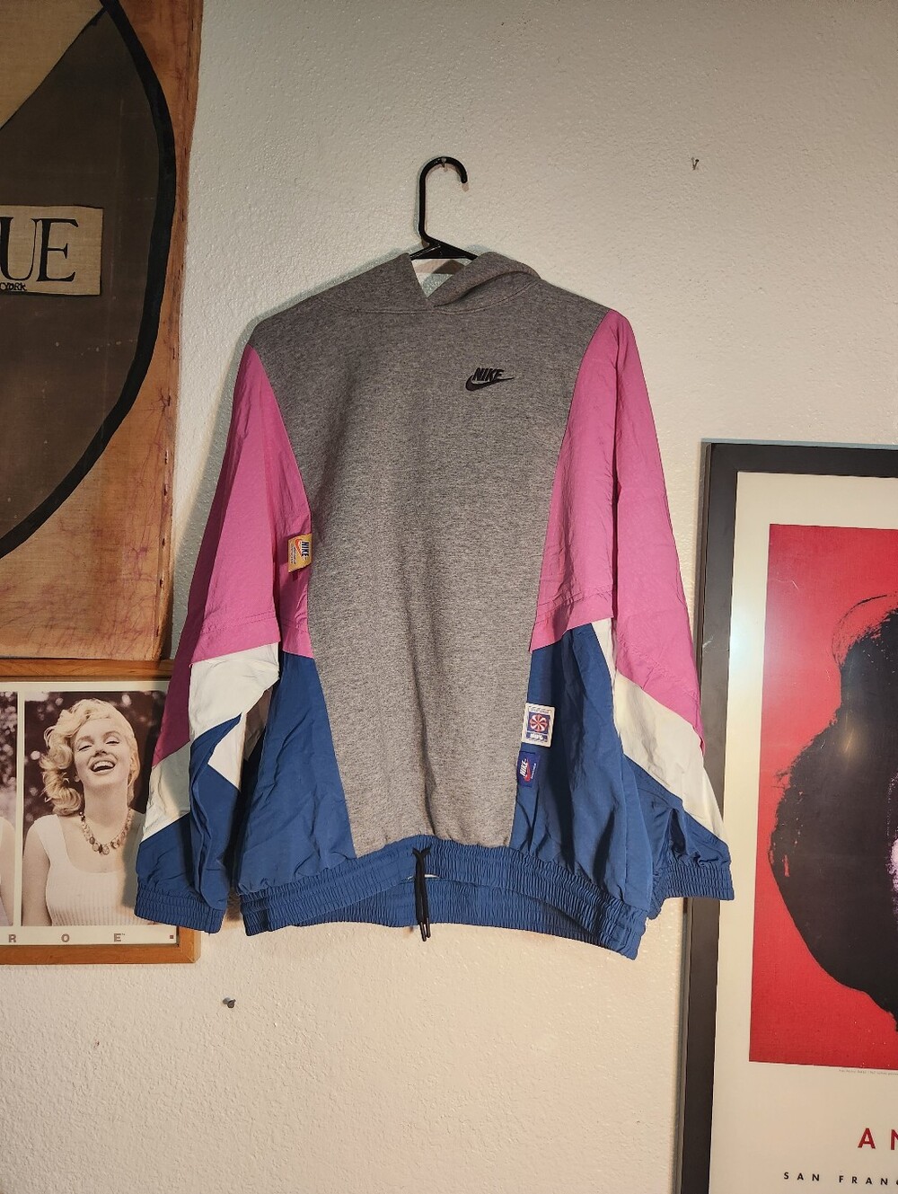 Nike Women's Colorblock Hooded Windbreaker Jacket - Gray/Pink/Blue